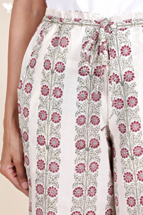Cambric Cotton Pant In Block Print